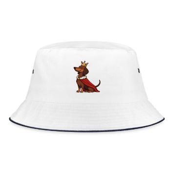 Fier teckel avec couronne – Chien royal - Bob - blanc/marine - Devant