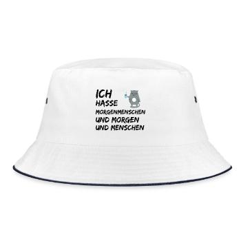 ICH HASSE MORGENMENSCHEN UND MORGEN UND MENSCHEN - Bucket Hat - Weiß/Navy - Vorne