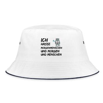 ICH HASSE MORGENMENSCHEN UND MORGEN UND MENSCHEN - Bucket Hat - Weiß/Navy - Vorne