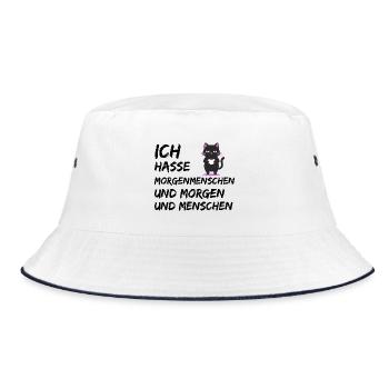 ICH HASSE MORGENMENSCHEN UND MORGEN UND MENSCHEN - Bucket Hat - Weiß/Navy - Vorne
