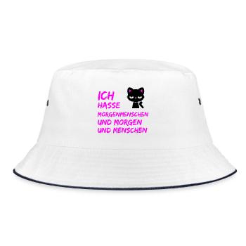 ICH HASSE MORGENMENSCHEN UND MORGEN UND MENSCHEN - Bucket Hat - Weiß/Navy - Vorne