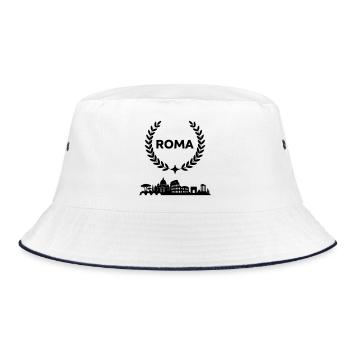 Roma - Bucket Hat - Weiß/Navy - Vorne