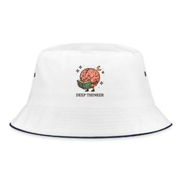 Deep thinker brain while reading - Bucket Hat - white/navy - Front