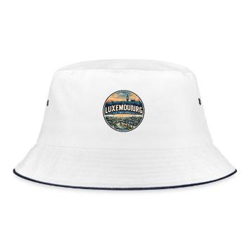 Retro Luxembourg Grund Valley Badge - Bucket Hat - white/navy - Front
