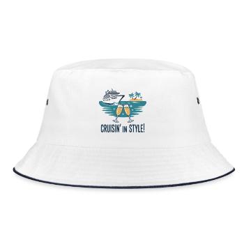 Cruisin’ in Style – Luxury Cruise Holiday - Bucket Hat - white/navy - Front