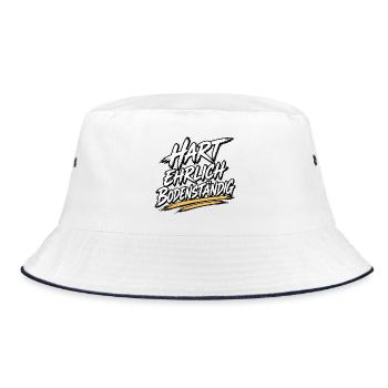 Hart Ehrlich Bodenständig Shirt - Bucket Hat - Weiß/Navy - Vorne