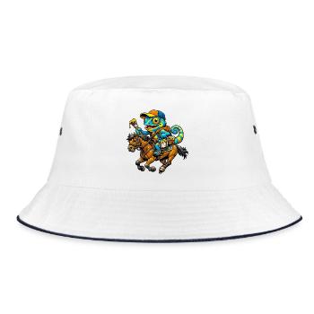 Chamäleon mit Pferd - Bucket Hat - Weiß/Navy - Vorne