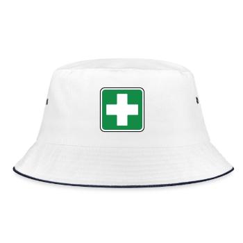 First Aid Medical Cross Green Gesundheitssicherheit - Bucket Hat - Weiß/Navy - Vorne