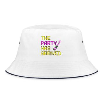 THE PARTY HAS ARRIVED, KANN LOS GEHEN MAUS - Bucket Hat - Weiß/Navy - Vorne