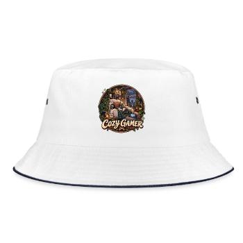 Cozy Gamer Nachtlounge - Bucket Hat - Weiß/Navy - Vorne