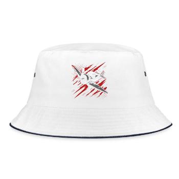 Propeller Plane Sketch - Bucket Hat - white/navy - Front