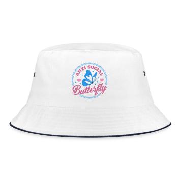 Anti Social Butterfly - Bucket Hat - white/navy - Front