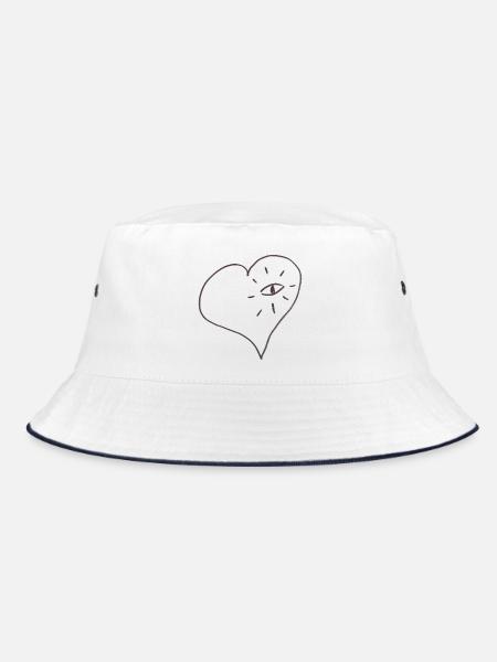 SIEH MIT DEINEM HERZEN - Bucket Hat - Weiß/Navy