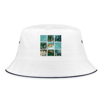 Kunst Malerei von Cezanne Impressionismus - Bucket Hat - Weiß/Navy - Vorne