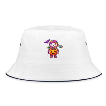 Kawaii Halloween Kürbisfreude - Bucket Hat - Weiß/Navy - Vorne