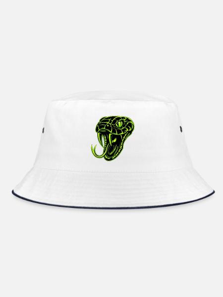 Neon-Schlangenkopf Leuchtendes Design - Bucket Hat - Weiß/Navy