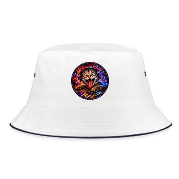 DropWild Milo DJ cat - Bucket Hat - Weiß/Navy - Vorne