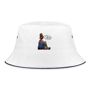 Choose Happiness: Cozy Blue Moment - Bucket Hat - Weiß/Navy - Vorne