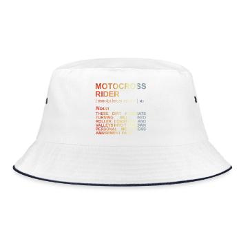 Motocross Fahrer Bedeutung - Bucket Hat - Weiß/Navy - Vorne