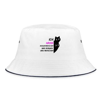 ICH HASSE MORGENMENSCHEN UND MORGEN UND MENSCHEN - Bucket Hat - Weiß/Navy - Vorne