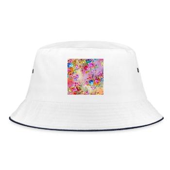 Regenbogenblüte-Kaskade - Bucket Hat - Weiß/Navy - Vorne