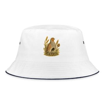 Rebhuhn im Feld - Bucket Hat - Weiß/Navy - Vorne