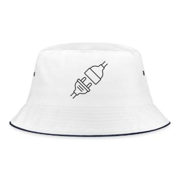Stecker- und Steckdosenleitungs-Symbol - Bucket Hat - Weiß/Navy - Vorne