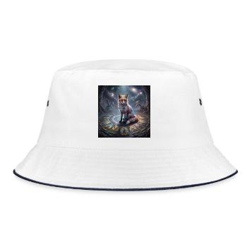 tarot_fox - Bucket Hat - Weiß/Navy - Vorne