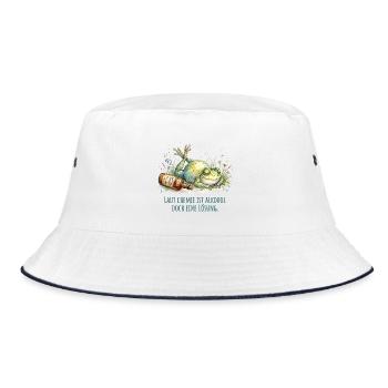 Laut Chemie Ist Alkohol Eine Lösung Frosch - Bucket Hat - Weiß/Navy - Vorne