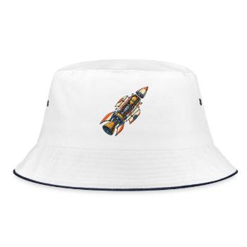 Raketenmechanik - Bucket Hat - Weiß/Navy - Vorne
