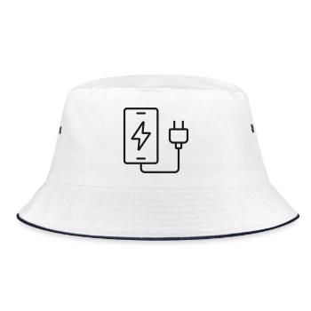 Smartphone-Ladeleitung-Symbol - Bucket Hat - Weiß/Navy - Vorne