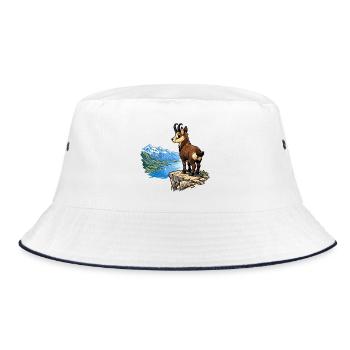 Alpengemsen auf Felsen - Bucket Hat - Weiß/Navy - Vorne