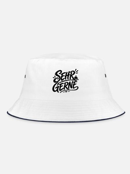 Sehr gerne - Bucket Hat - Weiß/Navy