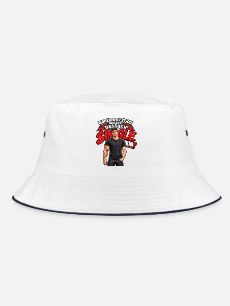 Ich bin Single – Starke Typografie - Bucket Hat - Weiß/Navy