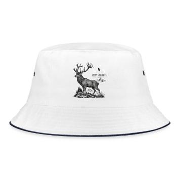 Hirsch  - Bucket Hat - Weiß/Navy - Vorne