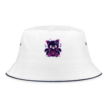 Neon Pandabär mit Spinnennetz - Bucket Hat - Weiß/Navy - Vorne