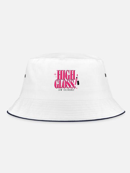 High Gloss, Low Tolerance | Y2K Statement - Bucket Hat - Weiß/Navy