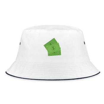 Dollar-Banknoten - Bucket Hat - Weiß/Navy - Vorne