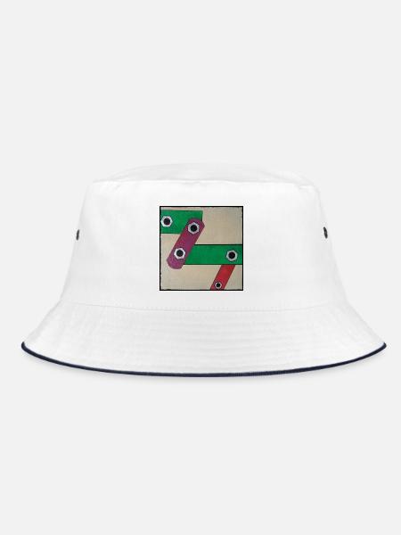 Geometrische Farbbande Popkunst - Bucket Hat - Weiß/Navy