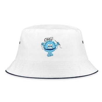 OMG Fluffy Monster - Bucket Hat - Weiß/Navy - Vorne