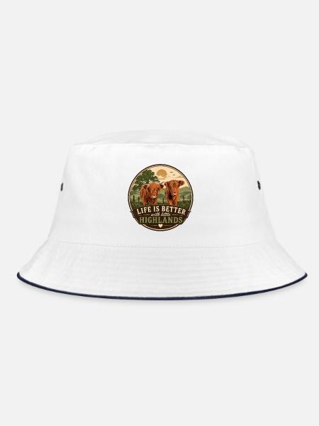 Life is better with Highlands - Bucket Hat - Weiß/Navy