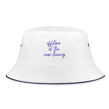 Offline ist der neue Luxus - Bucket Hat - Weiß/Navy - Vorne