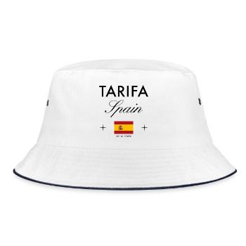 Tarifa Spanien Koordinaten Reise Souvenir - Bucket Hat - Weiß/Navy - Vorne