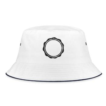 Vintage-runde Gummistempel-Schablone - Bucket Hat - Weiß/Navy - Vorne