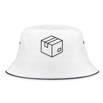 Karton-Versandkarton-Zeilen-Symbol - Bucket Hat - Weiß/Navy - Vorne