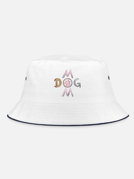 Dog Mom Pfotenkreis Design - Bucket Hat - Weiß/Navy