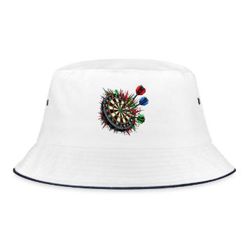 Dartboard Trefferfeuer - Bucket Hat - Weiß/Navy - Vorne