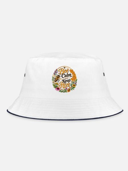 Bee Calm: Keep Hive - Bucket Hat - Weiß/Navy