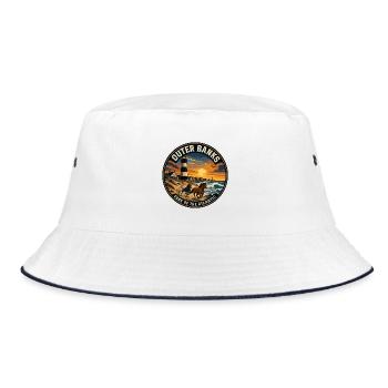 Outer Banks Wild Horses Retro Leuchtturmabzeichen - Bucket Hat - Weiß/Navy - Vorne