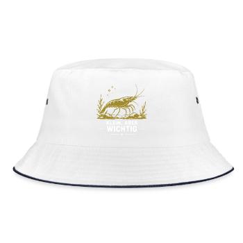 Goldene Garnele mit Botschaft - Bucket Hat - Weiß/Navy - Vorne